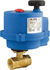 BONOMI - 1" Pipe, 100-240 VACV Voltage 600 psi WOG Rating Lead Free Brass Electric Actuated Ball Valve - PTFE Seal, Full Port, 150 psi WSP Rating, NPT End Connection - Exact Tool & Supply