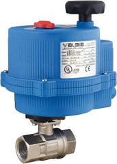 BONOMI - 3/8" Pipe, 24 VAC, DCV Voltage 1,000 psi WOG Rating 316 Stainless Steel Electric Actuated Ball Valve - PTFE Seal, Full Port, 100 psi WSP Rating, NPT End Connection - Exact Tool & Supply