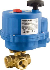 BONOMI - 1/2" Pipe, 100-240 VACV Voltage 400 psi WOG Rating Brass Electric Actuated Ball Valve - PTFE Seal, Standard Port, 100 psi WSP Rating, NPT End Connection - Exact Tool & Supply
