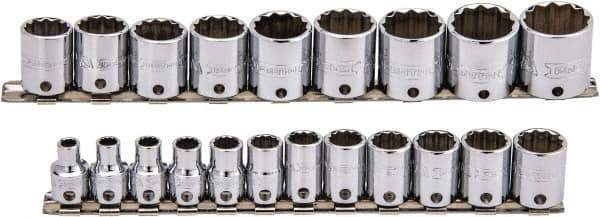 Proto - 21 Piece 3/8" Drive Socket Set - 12 Points, 6mm to 26mm Range, Metric Measurement Standard - Exact Tool & Supply