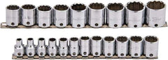 Proto - 21 Piece 3/8" Drive Socket Set - 12 Points, 6mm to 26mm Range, Metric Measurement Standard - Exact Tool & Supply