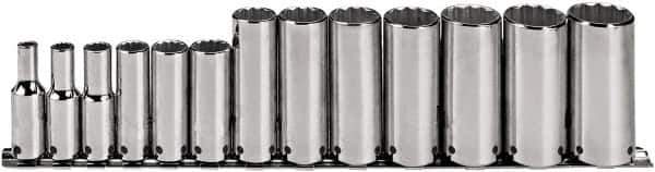 Proto - 13 Piece 3/8" Drive Deep Well Socket Set - 12 Points, 1/4" to 1" Range, Inch Measurement Standard - Exact Tool & Supply