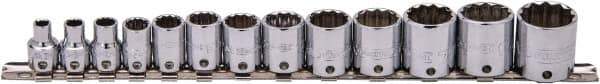 Proto - 13 Piece 3/8" Drive Socket Set - 12 Points, 1/4" to 1" Range, Inch Measurement Standard - Exact Tool & Supply