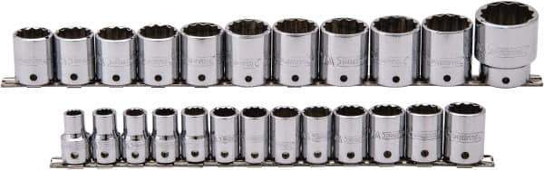 Proto - 24 Piece 1/2" Drive Socket Set - 12 Points, 10mm to 36mm Range, Metric Measurement Standard - Exact Tool & Supply