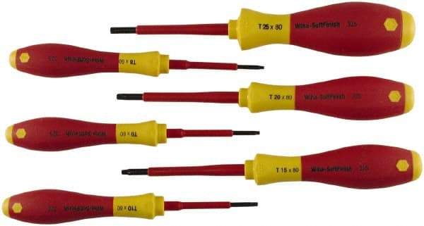 Wiha - 6 Piece T8 to T25 Ergonomic Handle Torx Driver Set - T-8, T-9, T-10, T-15, T-20, T-25 - Exact Tool & Supply