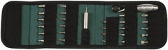 Wiha - 29 Piece, Screwdriver 1/4" Reversible Ratchet Bit Set - #0, #1 & #2 Phillips, 5/64 to 3/16" Hex, 2 to 5mm Hex, T8 to T25 Torx, #1 & #2 Pozidriv, #1 & #2 Square Recess - Exact Tool & Supply