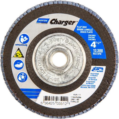 ‎4-1/2″ × 1/4″ × 5/8″ Charger R822 Flap Disc Type 27 Flat 60 Grit - Exact Tool & Supply