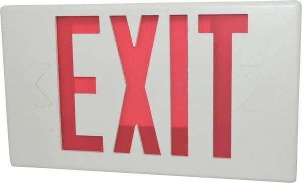 Cooper Lighting - 1 and 2 Face, 0.98, 1.03 Watt, White, Polycarbonate, LED, Illuminated Exit Sign - 120/277 VAC, Nickel Cadmium, Surface Mounted, 13 Inch Long x 2-1/8 Inch Wide x 7-1/2 Inch High - Exact Tool & Supply