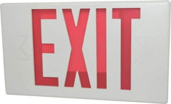 Cooper Lighting - 1 and 2 Face, 0.98, 1.03 Watt, White, Polycarbonate, LED, Illuminated Exit Sign - 120/277 VAC, Nickel Cadmium, Surface Mounted, 13 Inch Long x 2-1/8 Inch Wide x 7-1/2 Inch High - Exact Tool & Supply
