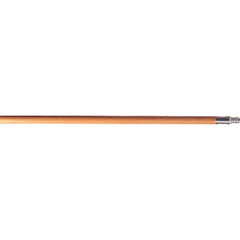 Wood Handle for Floor Sweeps with Threaded Metal Tip - Lacquered - Exact Tool & Supply