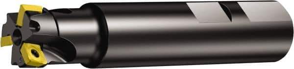 Sandvik Coromant - 1-1/2" Cut Diam, 5.5mm Max Depth of Cut, 1-1/4" Shank Diam, 4" OAL, Indexable Square Shoulder End Mill - 490R-08T308M-PL Inserts, Weldon Shank, 90° Lead Angle, Through Coolant, Series CoroMill 490 - Exact Tool & Supply
