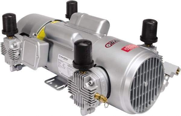 Gast - 2 hp, 11 CFM, 100 Max psi Piston Compressor Pump - 220 to 440/380 to 440 & 230/460 Volt, 21.58" Long x 12.36" Wide x 8.35" High - Exact Tool & Supply