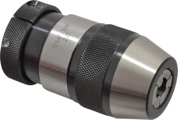 Accupro - JT2, 1/32 to 3/8" Capacity, Tapered Mount Drill Chuck - Keyless, 1.693" Sleeve Diam, 3.189" Open Length - Exact Tool & Supply