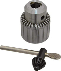 Accupro - JT3, 13/64 to 3/4" Capacity, Tapered Mount Drill Chuck - Keyed, 65mm Sleeve Diam, 85mm Open Length - Exact Tool & Supply
