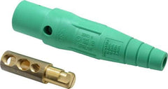 Leviton - 3R NEMA Rated, 600 Volt, 300 Amp, 2 to 2/0 AWG, Cam, Double Set Screw, Male Single Pole Plug and Connector - 7.01 Inch Long, Green - Exact Tool & Supply