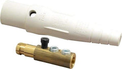 Leviton - 3R NEMA Rated, 600 Volt, 300 Amp, 2 to 2/0 AWG, Cam, Double Set Screw, Male Single Pole Plug and Connector - 7.01 Inch Long, White - Exact Tool & Supply