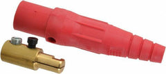 Leviton - 3R NEMA Rated, 600 Volt, 400 Amp, 1/0 to 4/0 AWG, Cam, Single Set Screw, Male Single Pole Plug and Connector - 7.01 Inch Long, Red - Exact Tool & Supply