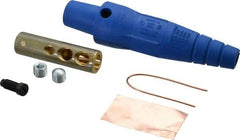 Leviton - 3R NEMA Rated, 600 Volt, 300 Amp, 2 to 2/0 AWG, Cam, Double Set Screw, Female Single Pole Plug and Connector - 6.85 Inch Long, Blue - Exact Tool & Supply