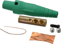 Leviton - 3R NEMA Rated, 600 Volt, 300 Amp, 2 to 2/0 AWG, Cam, Double Set Screw, Female Single Pole Plug and Connector - 6.85 Inch Long, Green - Exact Tool & Supply