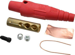 Leviton - 3R NEMA Rated, 600 Volt, 300 Amp, 2 to 2/0 AWG, Cam, Double Set Screw, Female Single Pole Plug and Connector - 6.85 Inch Long, Red - Exact Tool & Supply