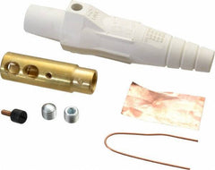 Leviton - 3R NEMA Rated, 600 Volt, 400 Amp, 1/0 to 4/0 AWG, Cam, Double Set Screw, Female Single Pole Plug and Connector - 6.85 Inch Long, White - Exact Tool & Supply