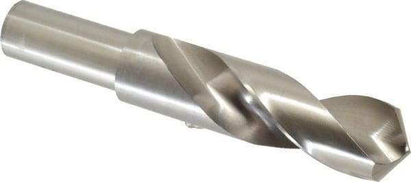 Cleveland - 1-1/4" 118° Spiral Flute High Speed Steel Screw Machine Drill Bit - Bright Finish, Right Hand Cut, 4-3/8" Flute Length, 6-3/4" OAL, Standard Point, Straight Shank - Exact Tool & Supply