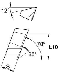 Kennametal - SPHX1205 Grade KCK15 Carbide Milling Insert - TiN/TiCN/Al2O3 Finish, 0.217" Thick, 12mm Inscribed Circle - Exact Tool & Supply