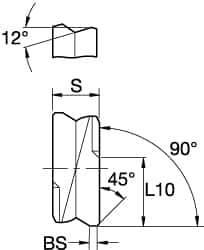 Kennametal - SPHX1205 Grade KTPK20 Cermet Milling Insert - TiAlN Finish, 0.2165" Thick, 12mm Inscribed Circle - Exact Tool & Supply