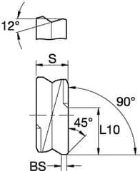 Kennametal - SPHX1205 Grade KTPK20 Cermet Milling Insert - TiAlN Finish, 0.2165" Thick, 12mm Inscribed Circle - Exact Tool & Supply