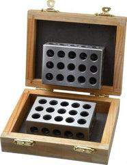 Fowler - 0.0003 Squareness Per Inch, Hardened Steel, 1-2-3 Block with 31 Hole Setup Block - 0.0002 Inch Overall Tolerance, 5/16 - 18 Inch Tapped Hole Size, 58-60 HRC Hardness, Sold As Matched Pair - Exact Tool & Supply