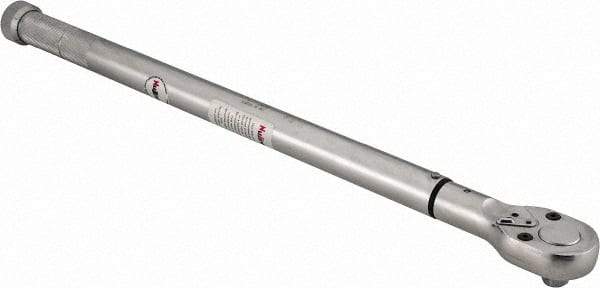 Value Collection - 1/2" Drive Micrometer Type Ratchet Head Torque Wrench - 35 Ft/Lb to 140 Ft/Lb Torque, 21" OAL, 1/2 Ft/Lb Graduation - Exact Tool & Supply
