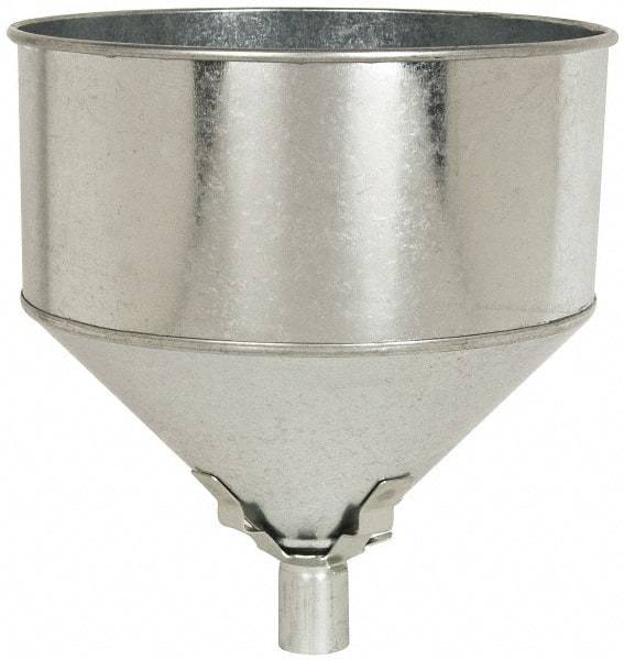 Plews - 8 Qt Capacity Steel Funnel - 9-1/2" Mouth OD, 1" Tip OD, Straight Spout - Exact Tool & Supply