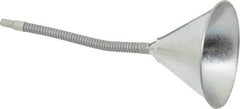 Value Collection - 1 Qt Capacity Steel Funnel - 6" Mouth OD, 9/16" Tip OD, 12" Flexible Spout - Exact Tool & Supply