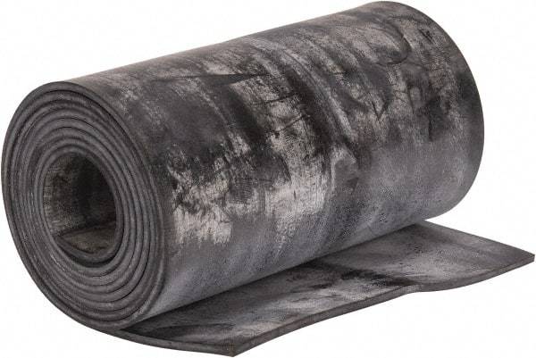 Made in USA - 1/8" Thick x 6" Wide x 60" Long, Plain Backed Buna-N Rubber Strip - Stock Length, 70 Shore A Durometer, 2,500 psi Tensile Strength, -20 to 170°F, Black - Exact Tool & Supply