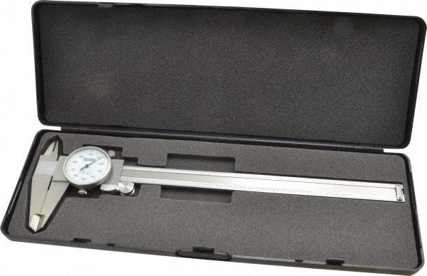 Fowler - 0" to 8" Range, 0.001" Graduation, 0.1" per Revolution, Dial Caliper - White Face, 2" Jaw Length - Exact Tool & Supply