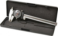 Fowler - 0" to 6" Range, 0.001" Graduation, 0.1" per Revolution, Dial Caliper - Black Face, 1.6" Jaw Length, Accurate to 0.0010" - Exact Tool & Supply