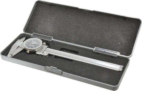 Fowler - 0" to 6" Range, 0.001" Graduation, 0.1" per Revolution, Dial Caliper - Black Face, 1.6" Jaw Length, Accurate to 0.0010" - Exact Tool & Supply
