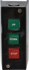 Value Collection - 3 Operator, Pushbutton Control Station - Up-Down-Stop (Legend), Momentary Switch, NO/NC Contact, NEMA 1 - Exact Tool & Supply
