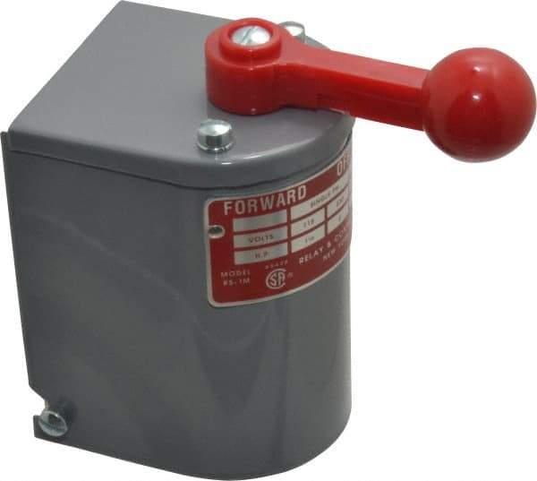 Made in USA - 230 VAC/VDC, 550 VAC Input Volt, Momentary (MO), Enclosed Drum Switch - 4 Inch Wide x 2-1/2 Inch Deep x 4-1/2 Inch High, CSA Certified, UL Listed - Exact Tool & Supply