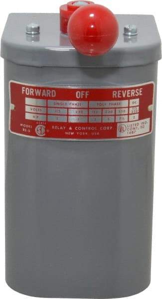 Made in USA - 230 VAC/VDC, 550 VAC Input Volt, Maintained (MA), Enclosed Drum Switch - 6-1/8 Inch Wide x 3-1/2 Inch Deep x 5-5/8 Inch High, CSA Certified, UL Listed - Exact Tool & Supply