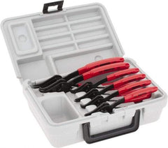 Proto - 6 Piece, 3/8 to 3" Bore, 1/4 to 3-11/32" Shaft, Convertible Retaining Ring Pliers Set - 0.038 to 0.07" Tip Diam Range - Exact Tool & Supply