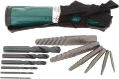 Cleveland - 12 Piece Spiral Flute Screw Extractor & Drill Set - Screw Range 3/16 to 1" - Exact Tool & Supply