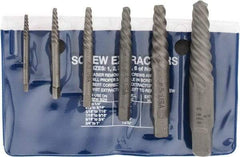 Cleveland - 6 Piece Spiral Flute Screw Extractor Set - Screw Range 3/16 to 1" - Exact Tool & Supply
