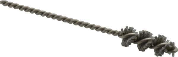 Made in USA - 3/4" Diam Helical Nylon Tube Brush - 0.022" Filament Diam, 1" Brush Length, 3-1/2" OAL, 0.162" Diam Stainless Steel Shank - Exact Tool & Supply