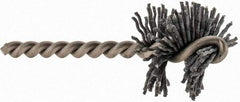 Made in USA - 1-1/4" Diam Helical Nylon Tube Brush - 0.04" Filament Diam, 1" Brush Length, 3-1/2" OAL, 1/4" Diam Stainless Steel Shank - Exact Tool & Supply