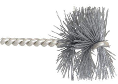 Made in USA - 2" Diam Helical Nylon Tube Brush - 0.022" Filament Diam, 1" Brush Length, 3-1/2" OAL, 1/4" Diam Stainless Steel Shank - Exact Tool & Supply