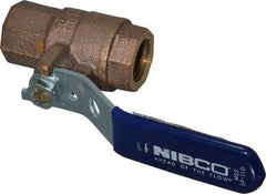NIBCO - 1/2" Pipe, Full Port, Bronze Standard Ball Valve - 2 Piece, Inline - One Way Flow, FNPT x FNPT Ends, Lever Handle, 600 WOG, 150 WSP - Exact Tool & Supply
