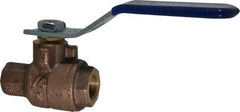 NIBCO - 1/4" Pipe, Full Port, Bronze Standard Ball Valve - 2 Piece, Inline - One Way Flow, FNPT x FNPT Ends, Lever Handle, 600 WOG, 150 WSP - Exact Tool & Supply