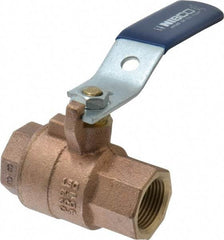 NIBCO - 3/4" Pipe, Full Port, Bronze Standard Ball Valve - 2 Piece, Inline - One Way Flow, FNPT x FNPT Ends, Lever Handle, 600 WOG, 150 WSP - Exact Tool & Supply