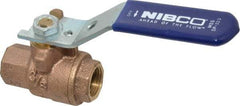 NIBCO - 3/8" Pipe, Full Port, Bronze Standard Ball Valve - 2 Piece, Inline - One Way Flow, FNPT x FNPT Ends, Lever Handle, 600 WOG, 150 WSP - Exact Tool & Supply